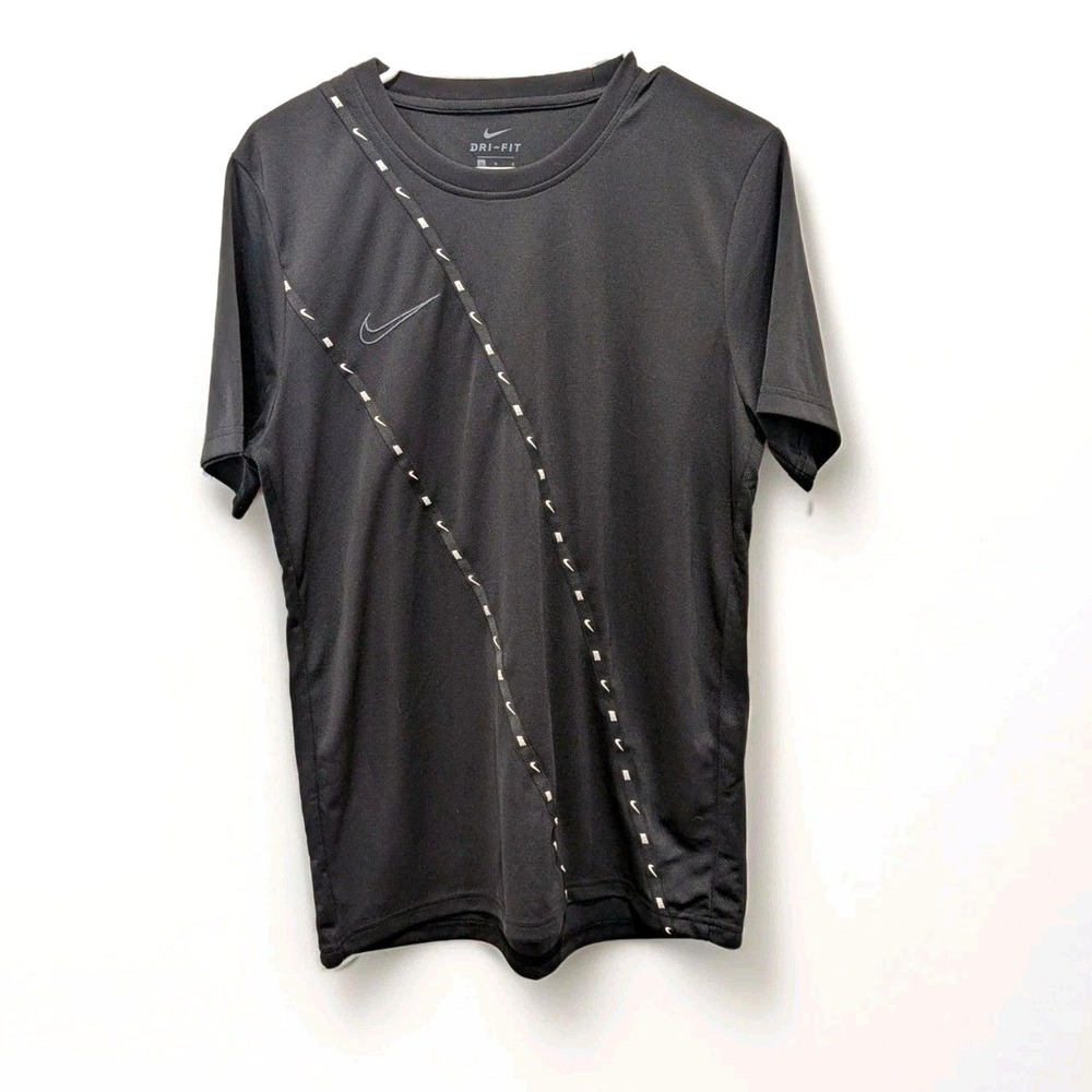 NIKE Dri Fit Ladies Large T-Shirt Top Black & White Stitched Athletic‎ Work Out